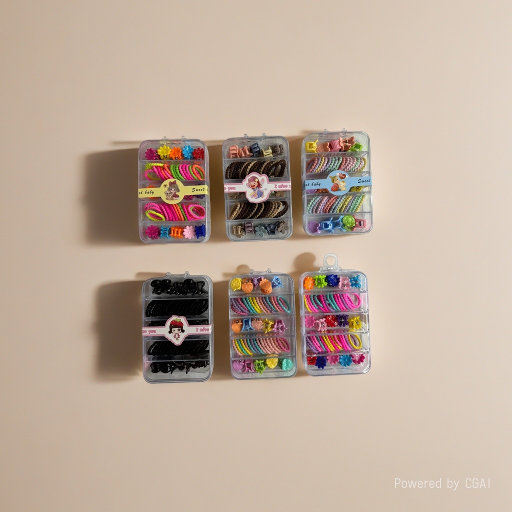 Colorful hair accessories, storage jewelry, plastic accessory box, hair tie, Philaea hair accessories, women's patchwork Korean version set details Picture