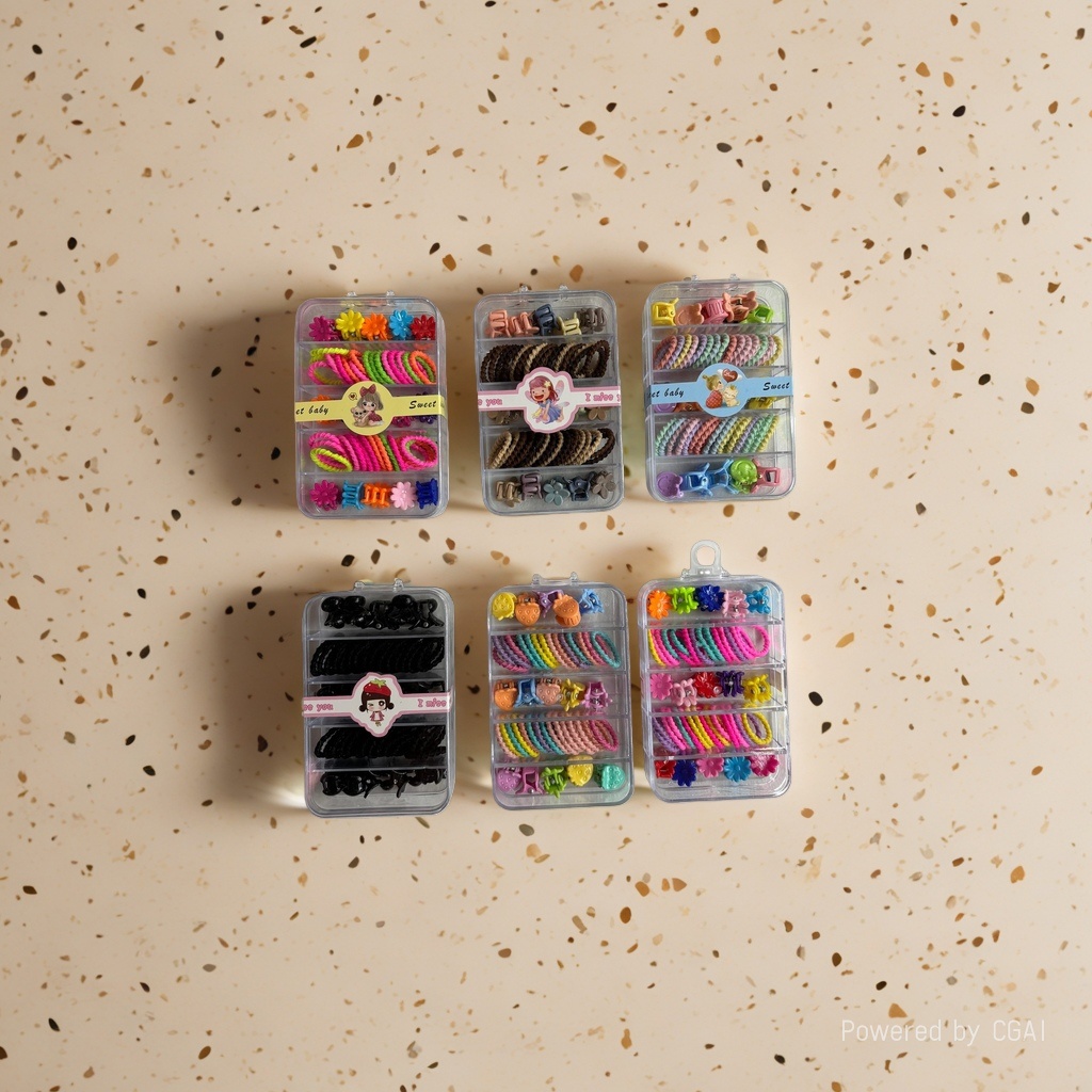 Colorful hair accessories, storage jewelry, plastic accessory box, hair tie, Philaea hair accessories, women's patchwork Korean version set Specification image