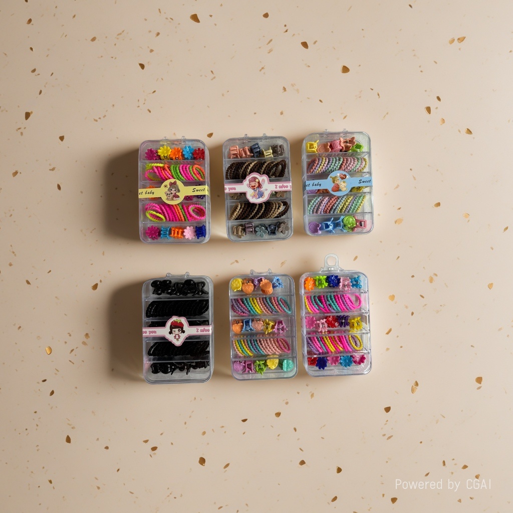 Colorful hair accessories, storage jewelry, plastic accessory box, hair tie, Philaea hair accessories, women's patchwork Korean version set