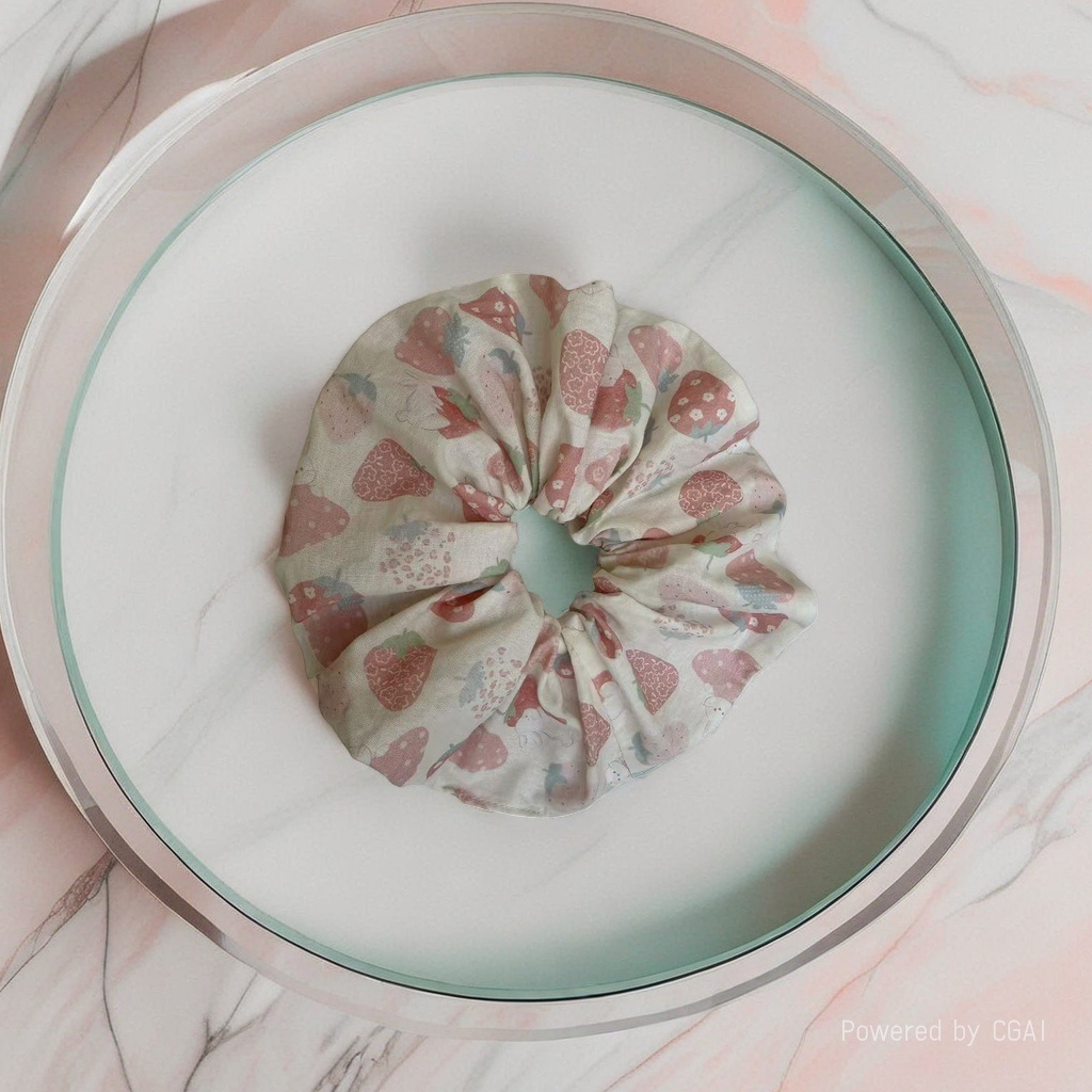 草莓图案大肠发圈方巾发饰发圈饰品
