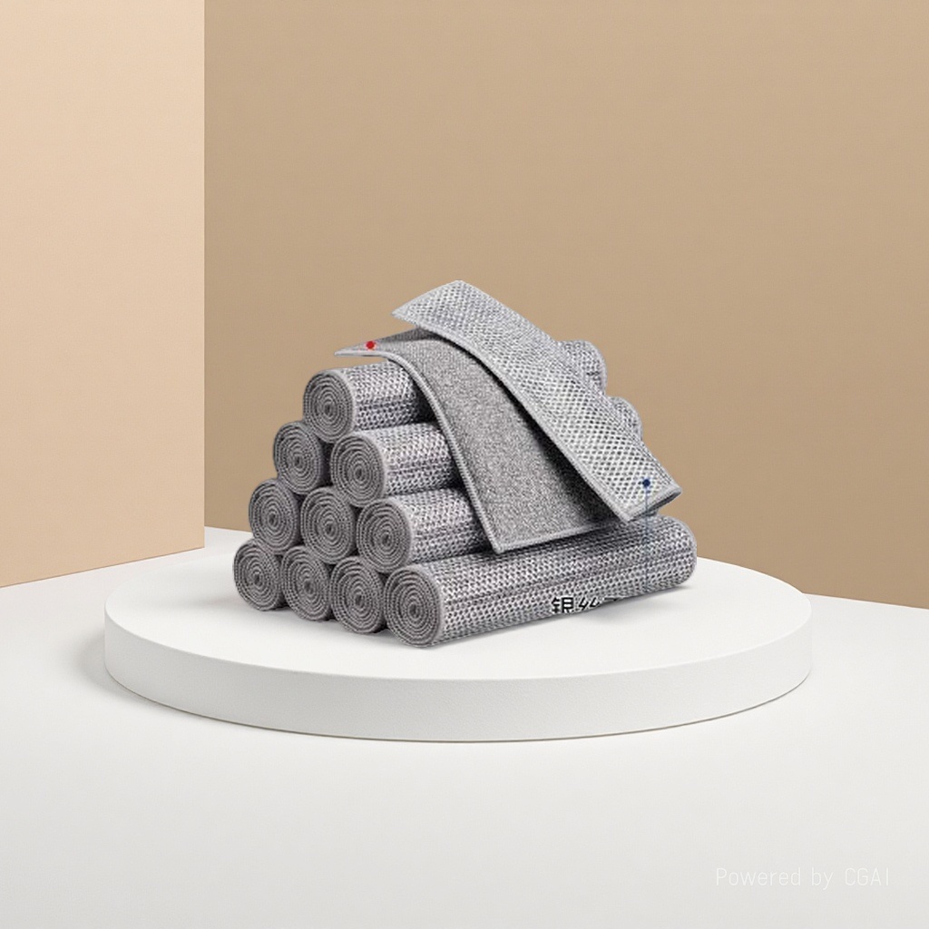 珊瑚绒面银丝面双面百洁布洗碗巾清洁抹布一次性洗碗布图