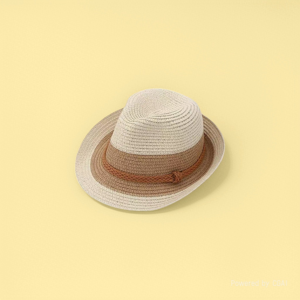 Cross-border trendy color-blocked jazz hats, spring and summer vacation sun-protective top hats, British-style outdoor fashionable beach straw hats details Picture