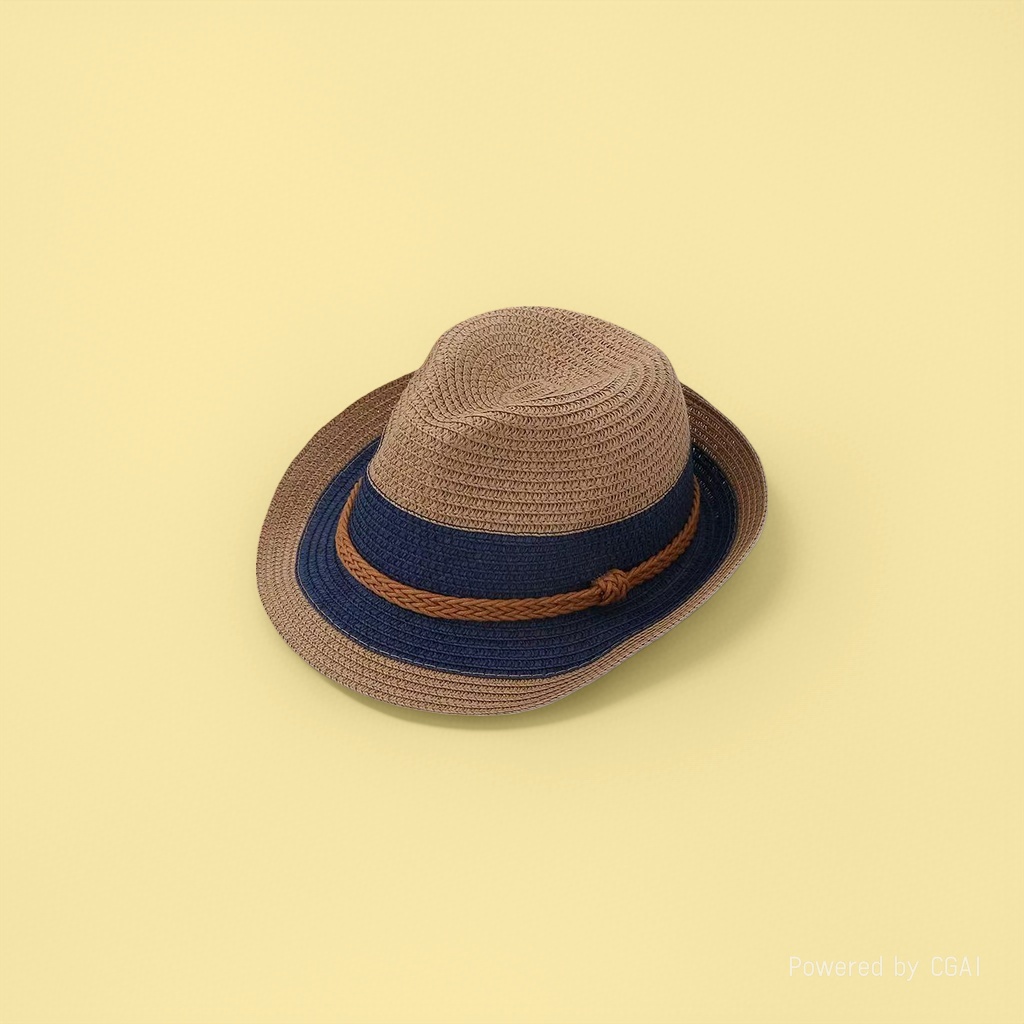 Cross-border trendy color-blocked jazz hats, spring and summer vacation sun-protective top hats, British-style outdoor fashionable beach straw hats Specification image