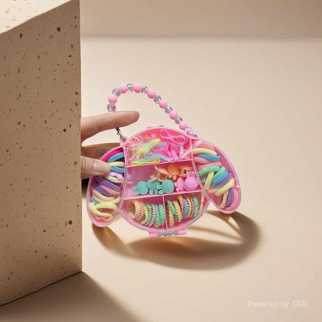 Rubber band bow storage box set, grab clip, hairpin and hair clip box Application Scenario
