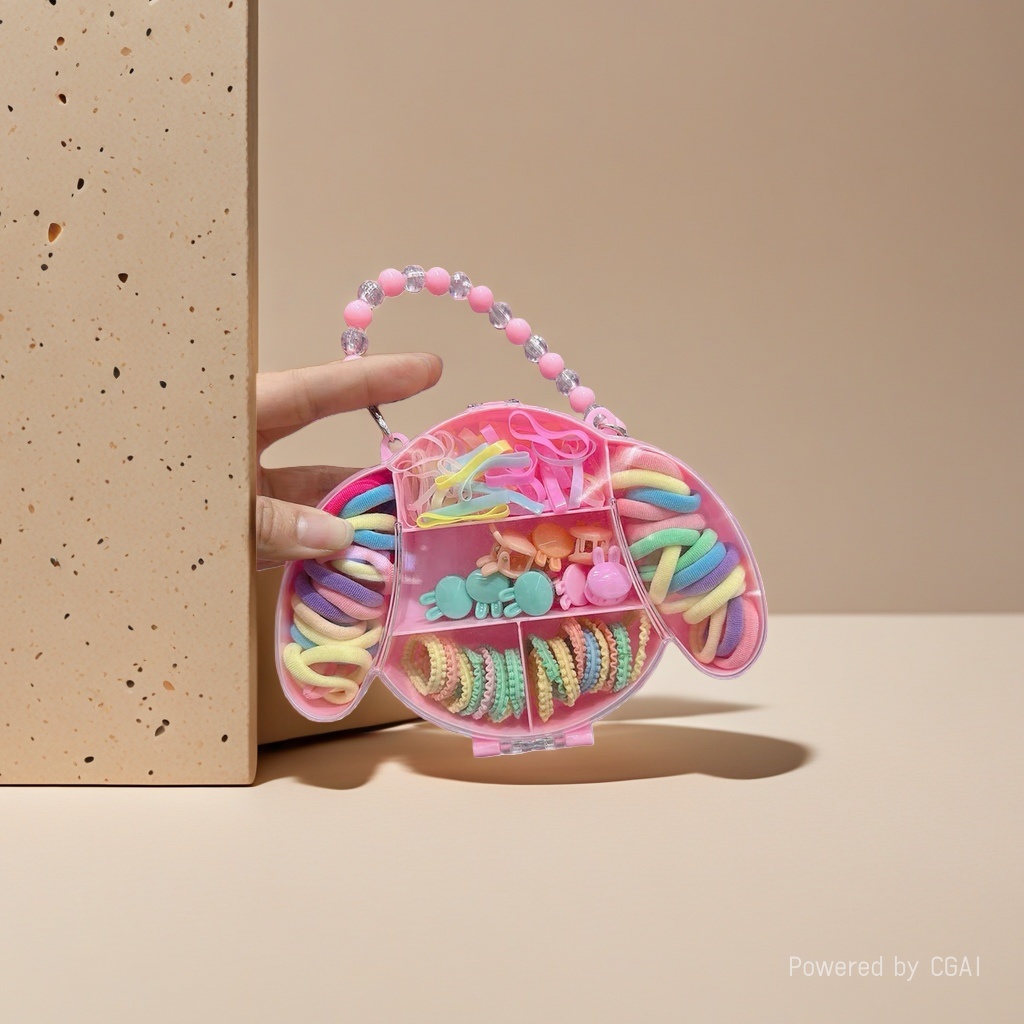 Rubber band bow storage box set, grab clip, hairpin and hair clip box