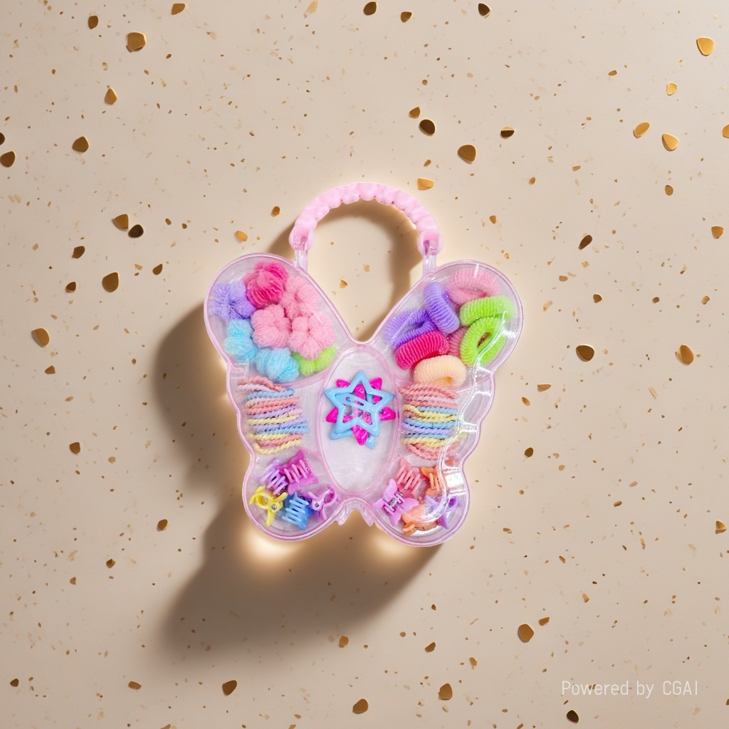 Butterfly-shaped leather band hair accessory storage set, hair accessory headwear, ladies' leather band details Picture