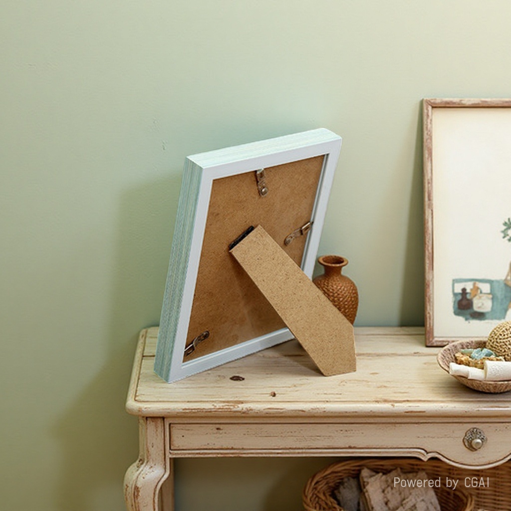 Creative 3.5× 5-inch rectangular PVC picture frame, home simple floor-length photo frame, European and American style wood-grain imitation plastic photo frame 092005457 Application Scenario