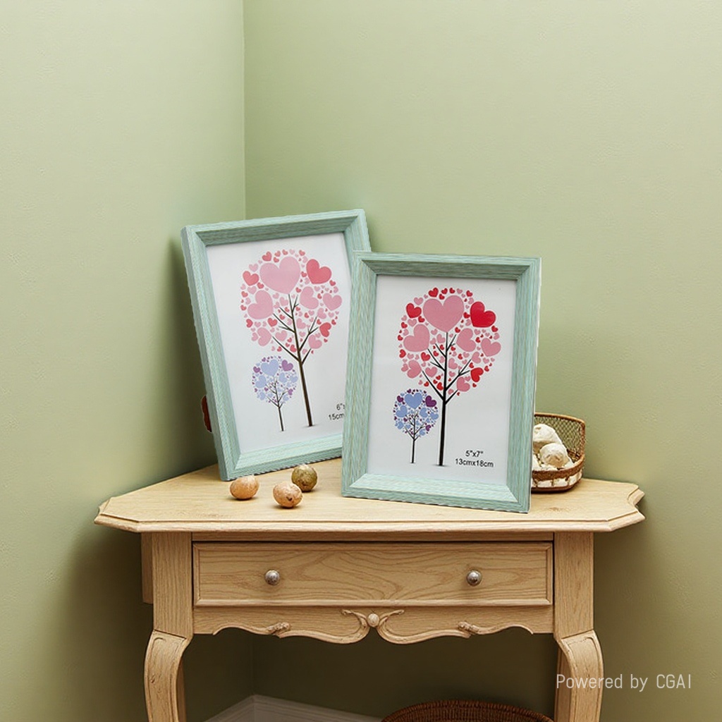 Creative 3.5× 5-inch rectangular PVC picture frame, home simple floor-length photo frame, European and American style wood-grain imitation plastic photo frame 092005457 Specification image