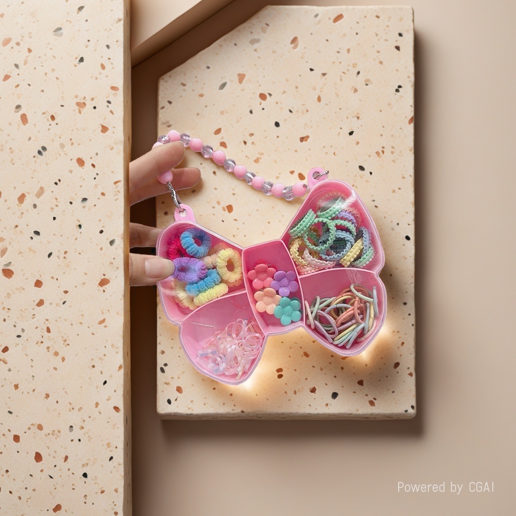 Rubber band bow storage box set, small rubber band hair tie, hair clip and hairpin accessories details Picture