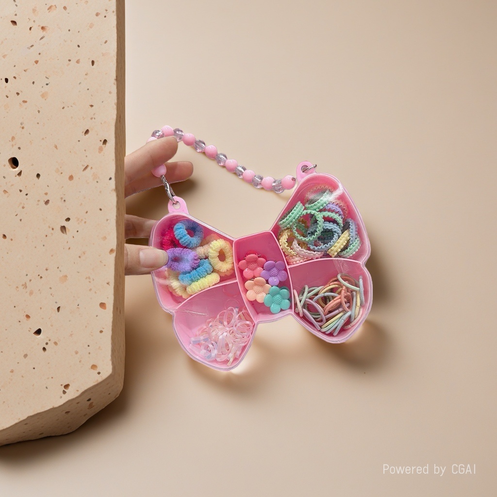 Rubber band bow storage box set, small rubber band hair tie, hair clip and hairpin accessories Application Scenario