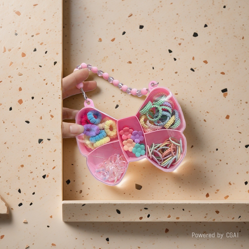 Rubber band bow storage box set, small rubber band hair tie, hair clip and hairpin accessories Specification image