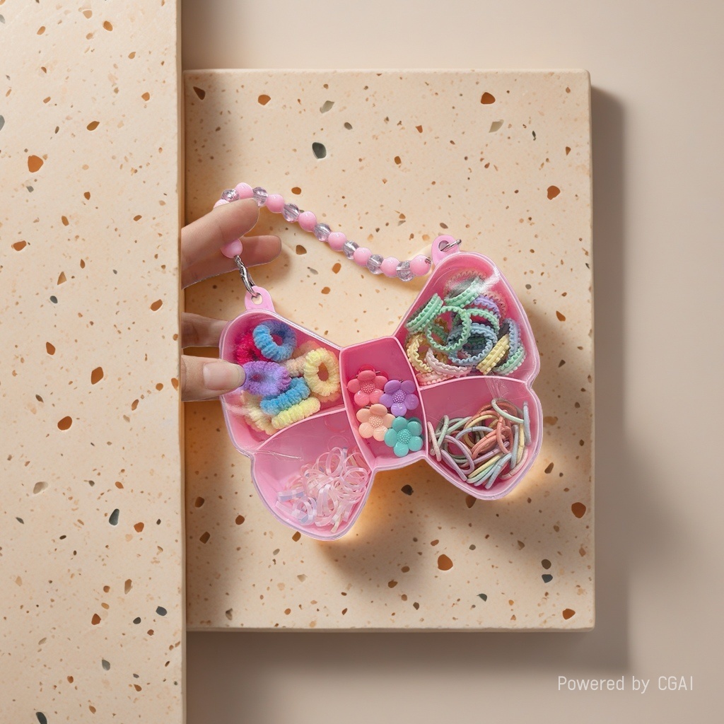 Rubber band bow storage box set, small rubber band hair tie, hair clip and hairpin accessories