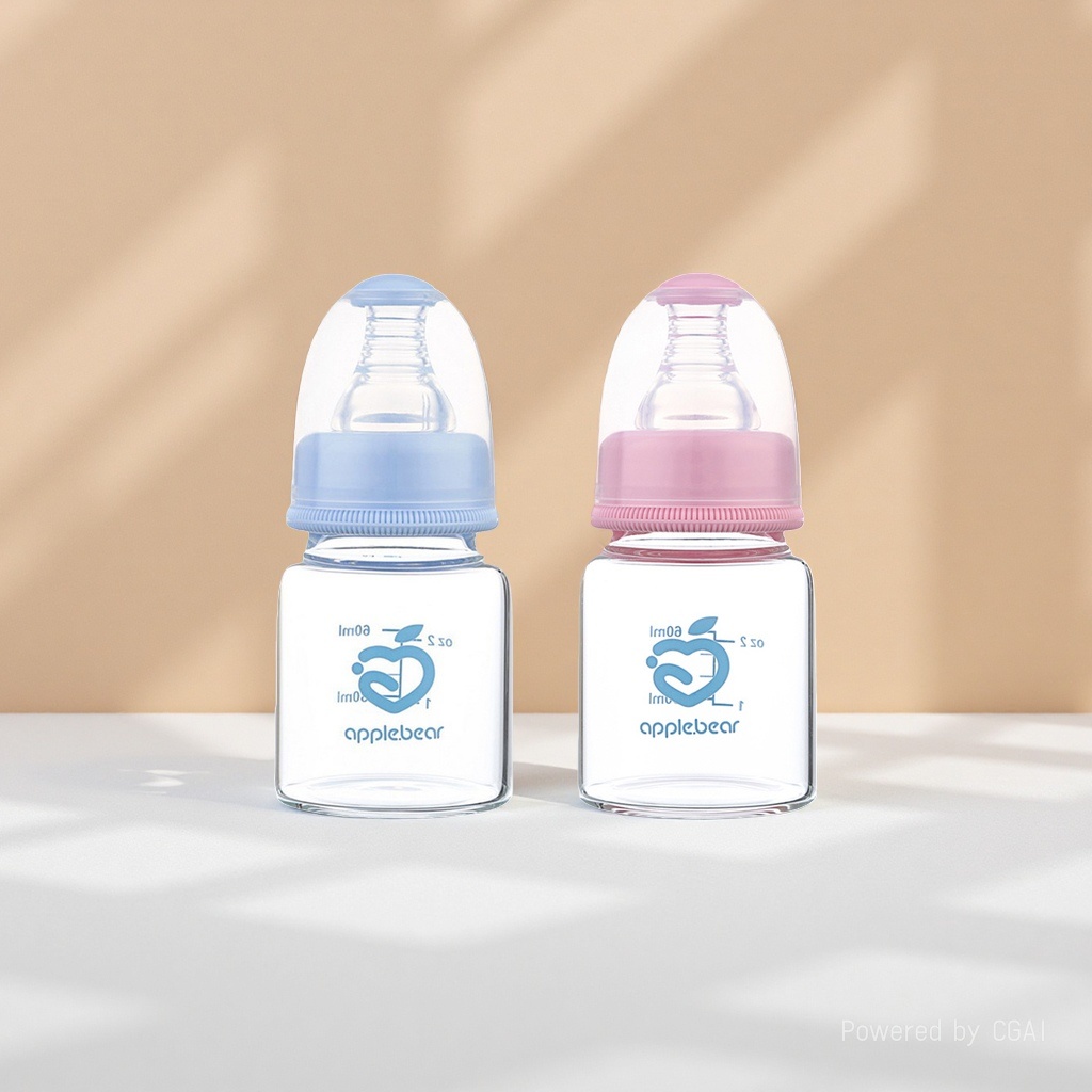 苹果熊义乌奶瓶生产厂家 标口玻璃奶瓶婴儿奶瓶小奶瓶批发60ml
