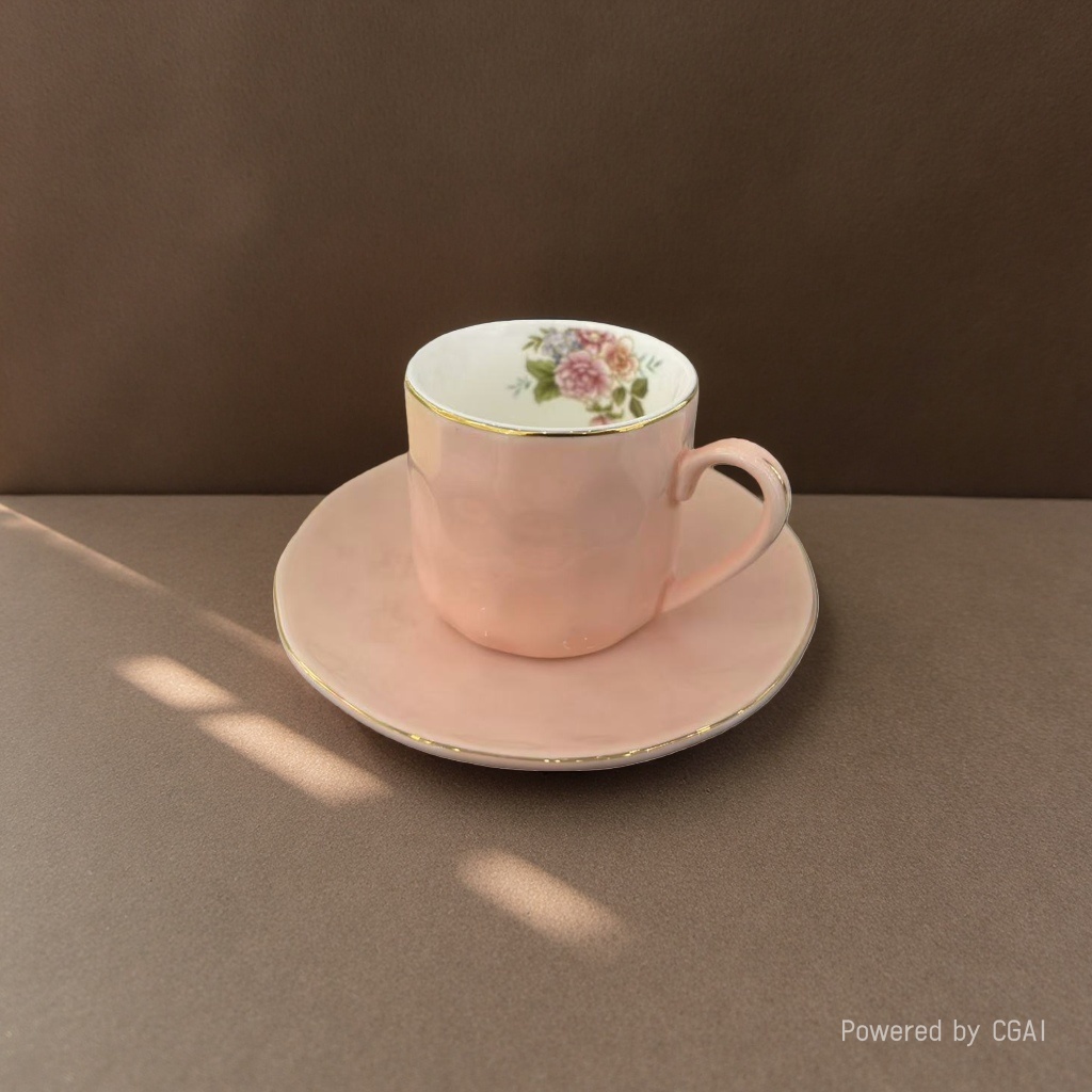220cc pink ceramic tea cup, coffee cup, Turkish style coffee cup, water cup with filter and tea strainer design, ceramic cup
