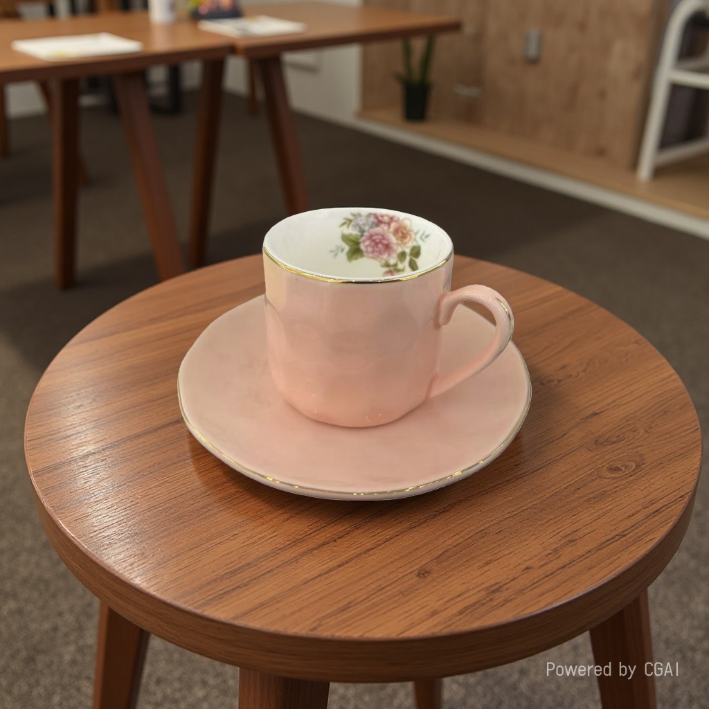220cc pink ceramic tea cup, coffee cup, Turkish style coffee cup, water cup with filter and tea strainer design, ceramic cup Specification image