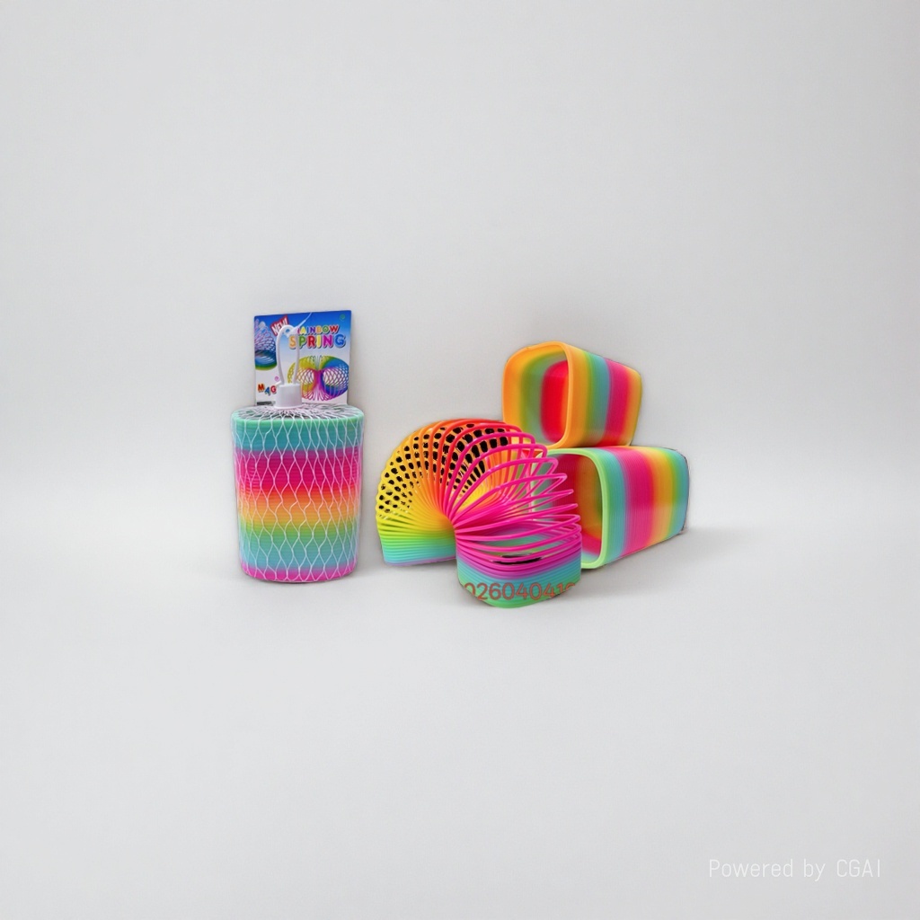 Su Bei toy Rainbow ring, colorful spring ring, lollipop tube, hand-thrown parachute, glowing boy details Picture