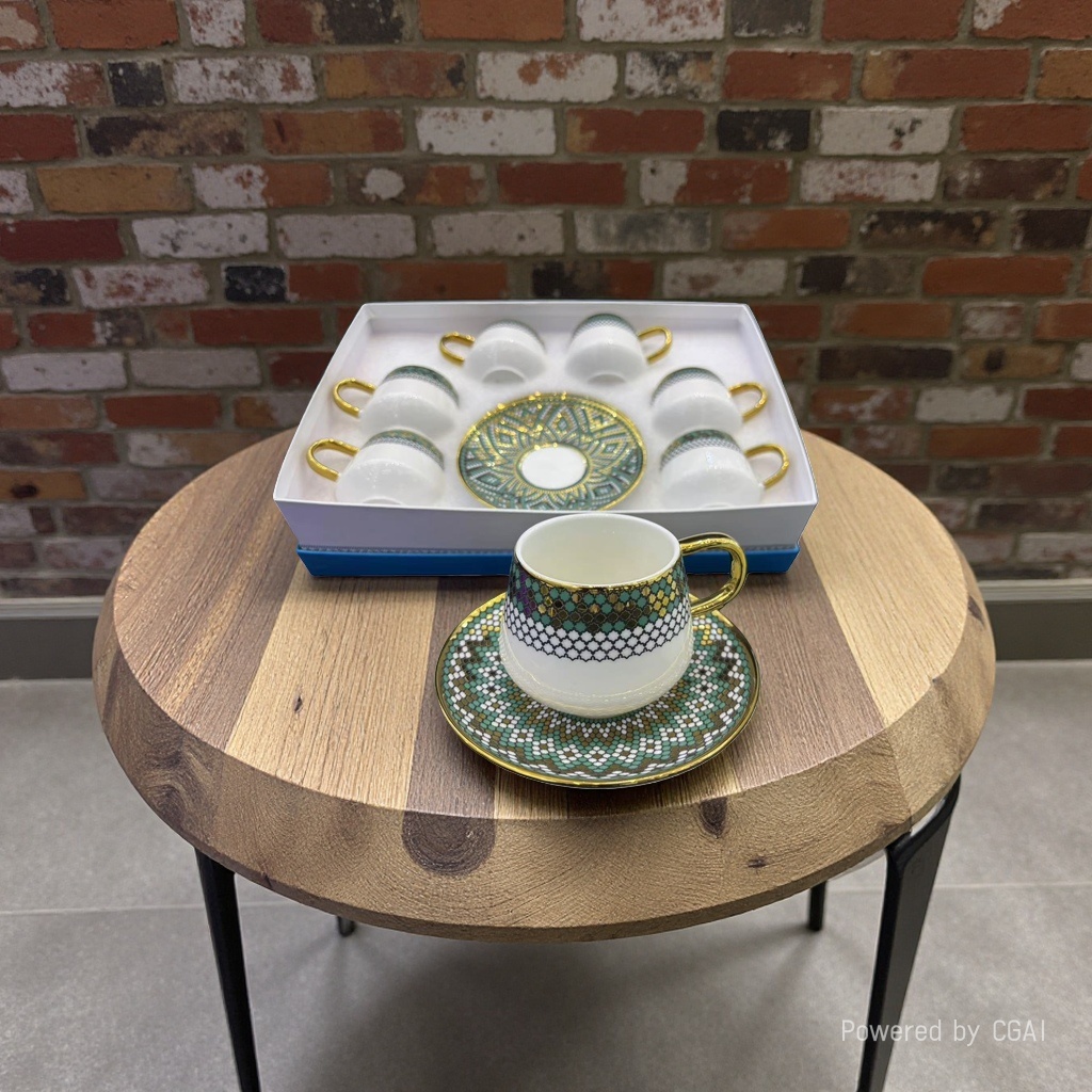 220cc Cross-border wholesale vintage European ceramic coffee cup and saucer set, light luxury special thickened anti-scald ceramic cups