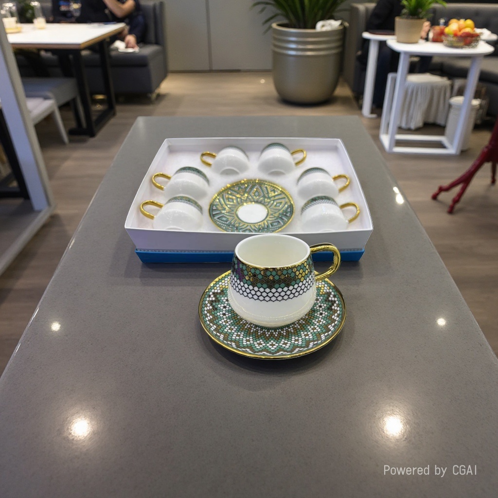 220cc Cross-border wholesale vintage European ceramic coffee cup and saucer set, light luxury special thickened anti-scald ceramic cups Specification image