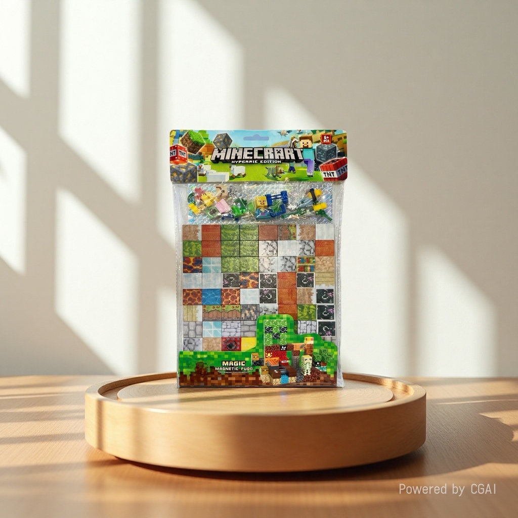 My World Minecraft Hyperrie Edition Magnetic Building Block Set 80 pieces plus 4 Random figurine Blind box Stars Application Scenario