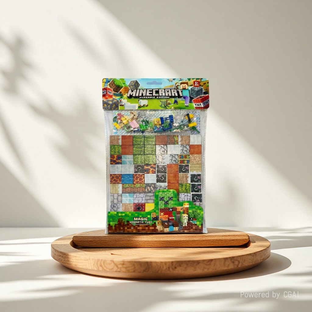 My World Minecraft Hyperrie Edition Magnetic Building Block Set 80 pieces plus 4 Random figurine Blind box Stars Item Picture
