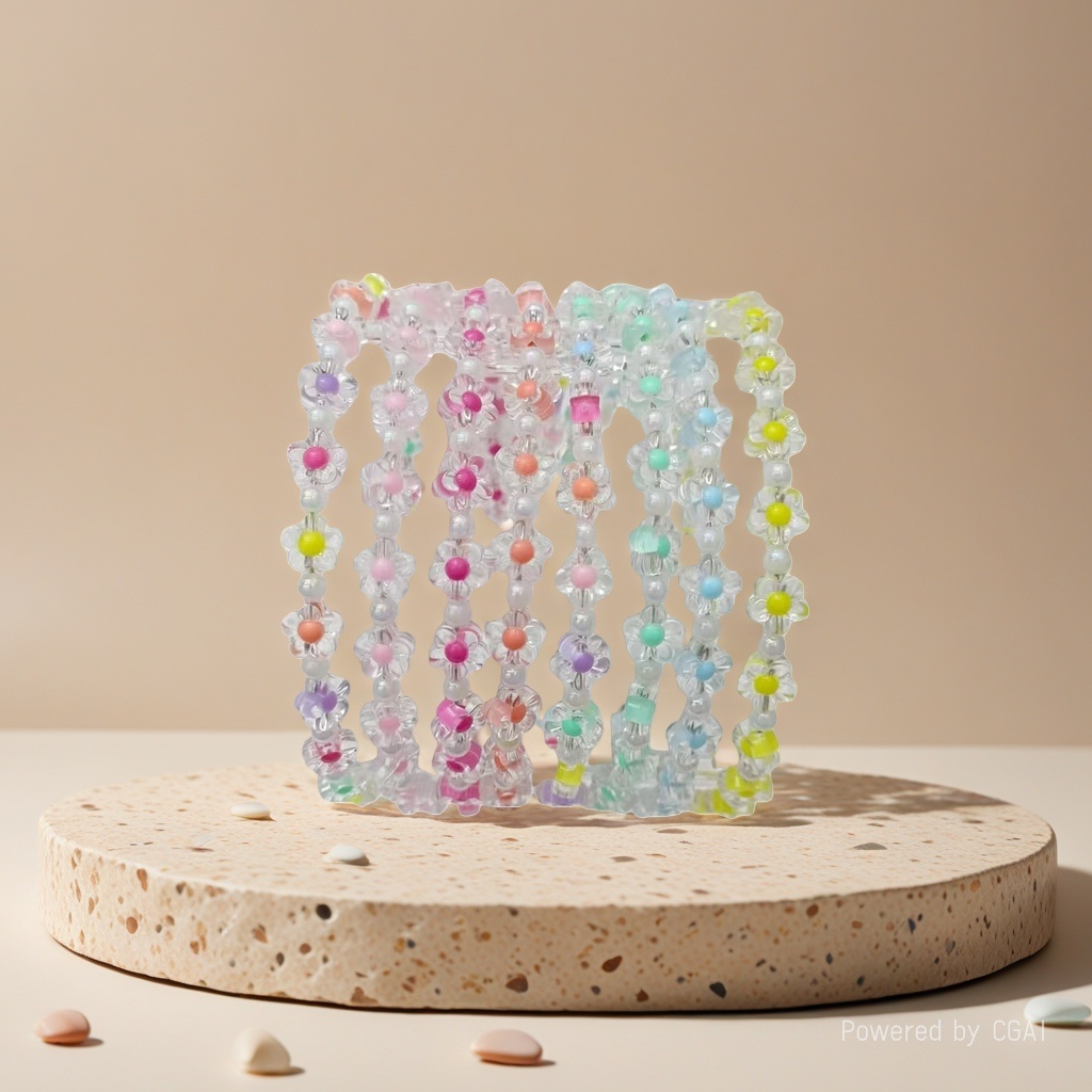 Needle-painted colorful flower beaded fashionable hair bands and headwear, fashionable handcrafted women's accessories details Picture