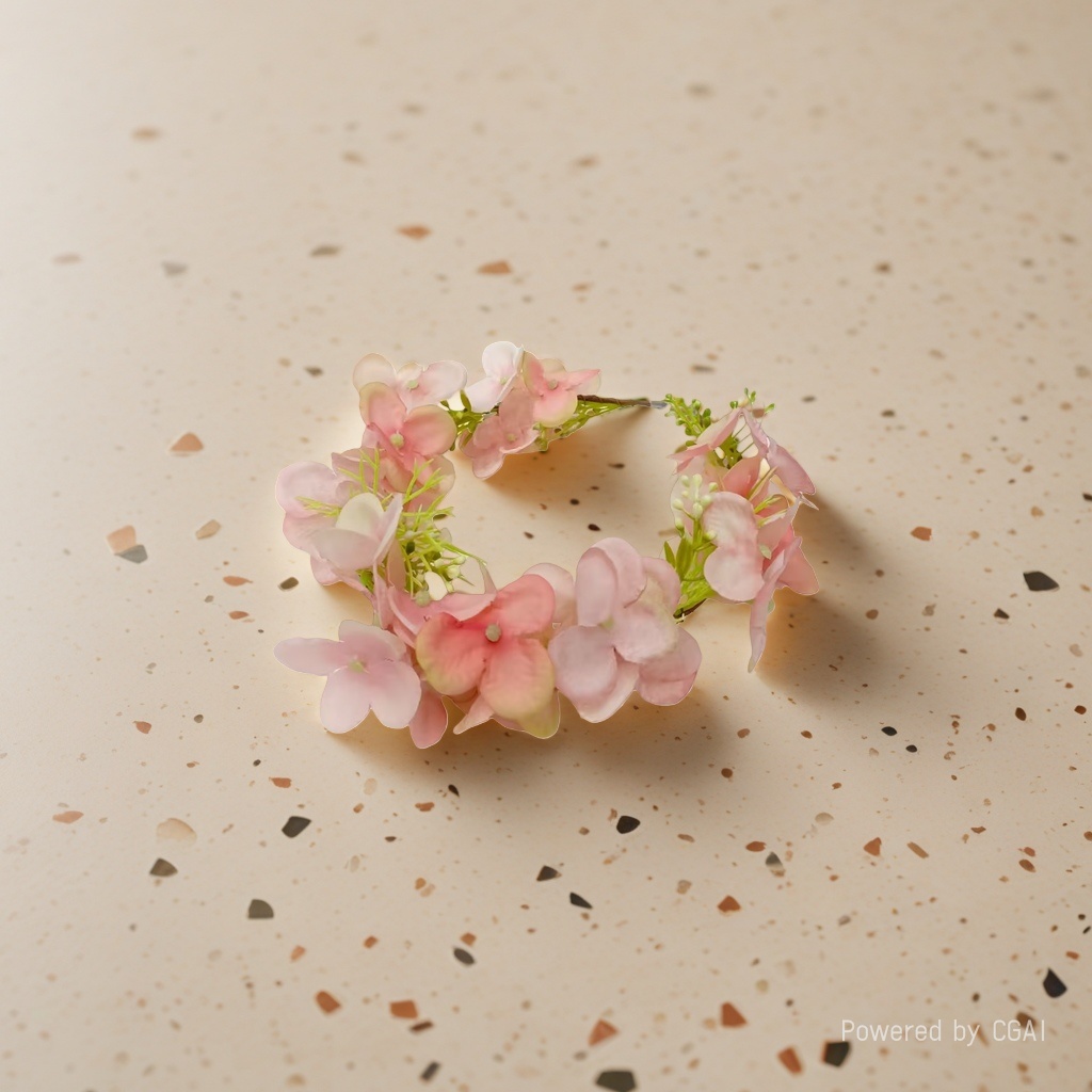 毛线花粉色花朵花环泡芙花花环发饰饰品向日葵细节图