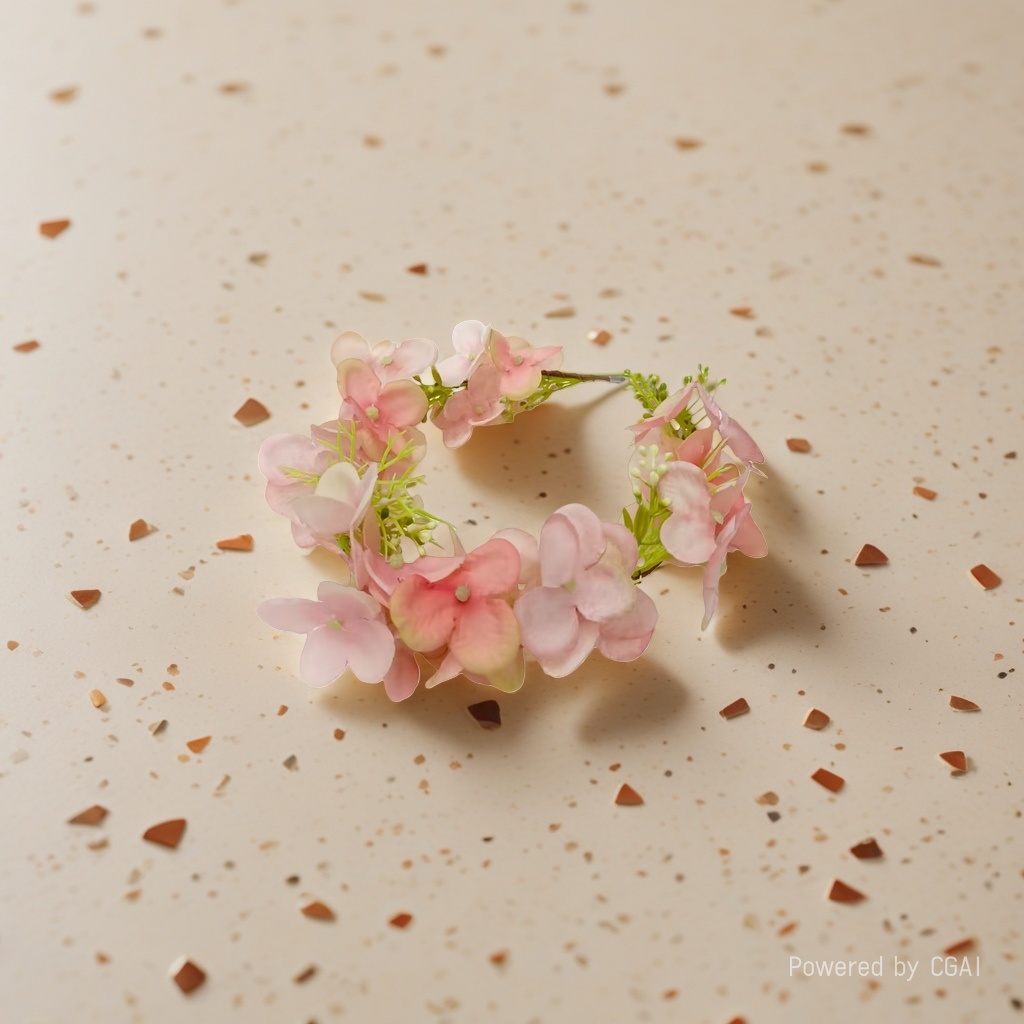 毛线花粉色花朵花环泡芙花花环发饰饰品向日葵