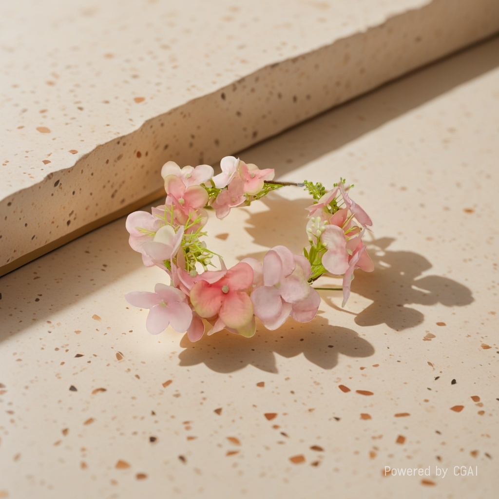 毛线花粉色花朵花环泡芙花花环发饰饰品向日葵产品图