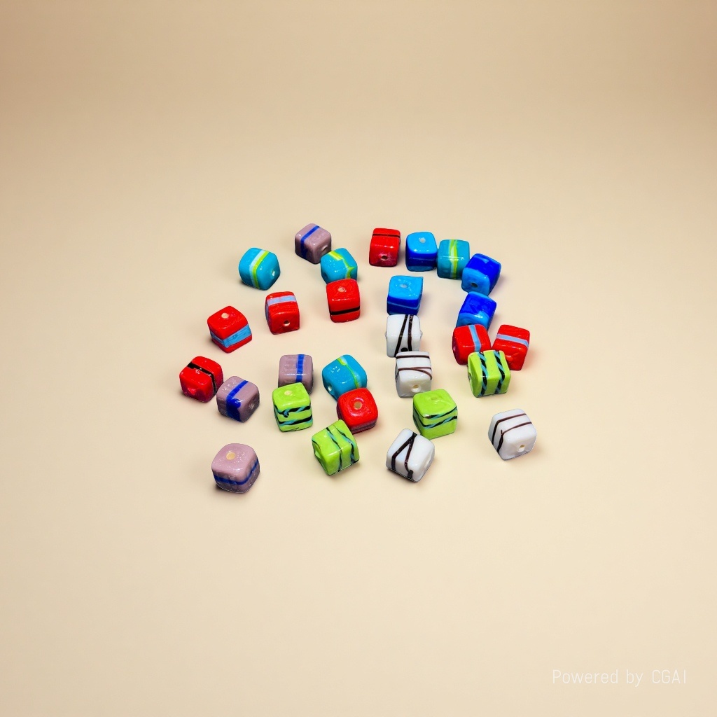 Nepalese imported glass striped candy-colored straight-hole square beads and loose beads diy jewelry earrings and mobile phone chain accessories