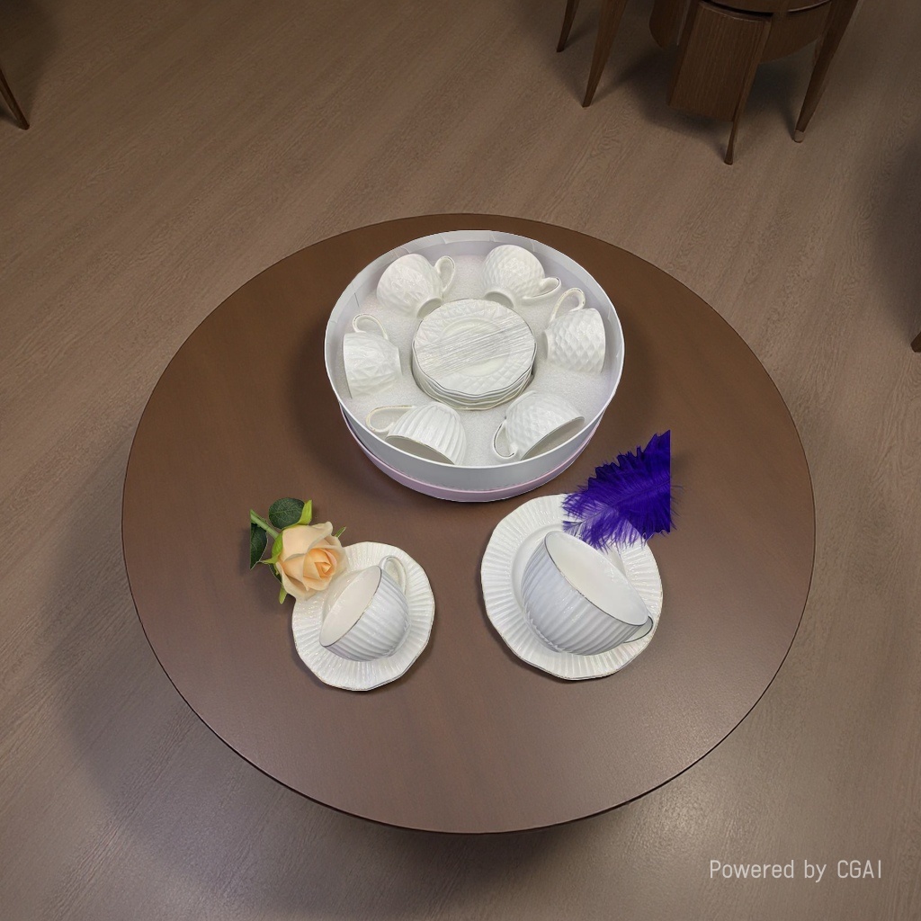220cc ceramic tableware coffee cup and plate set, grid-patterned mugs, milk spoons, European-style afternoon tea, exquisite ceramic cups details Picture
