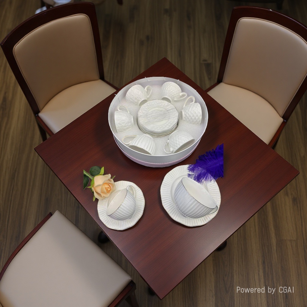 220cc ceramic tableware coffee cup and plate set, grid-patterned mugs, milk spoons, European-style afternoon tea, exquisite ceramic cups Specification image