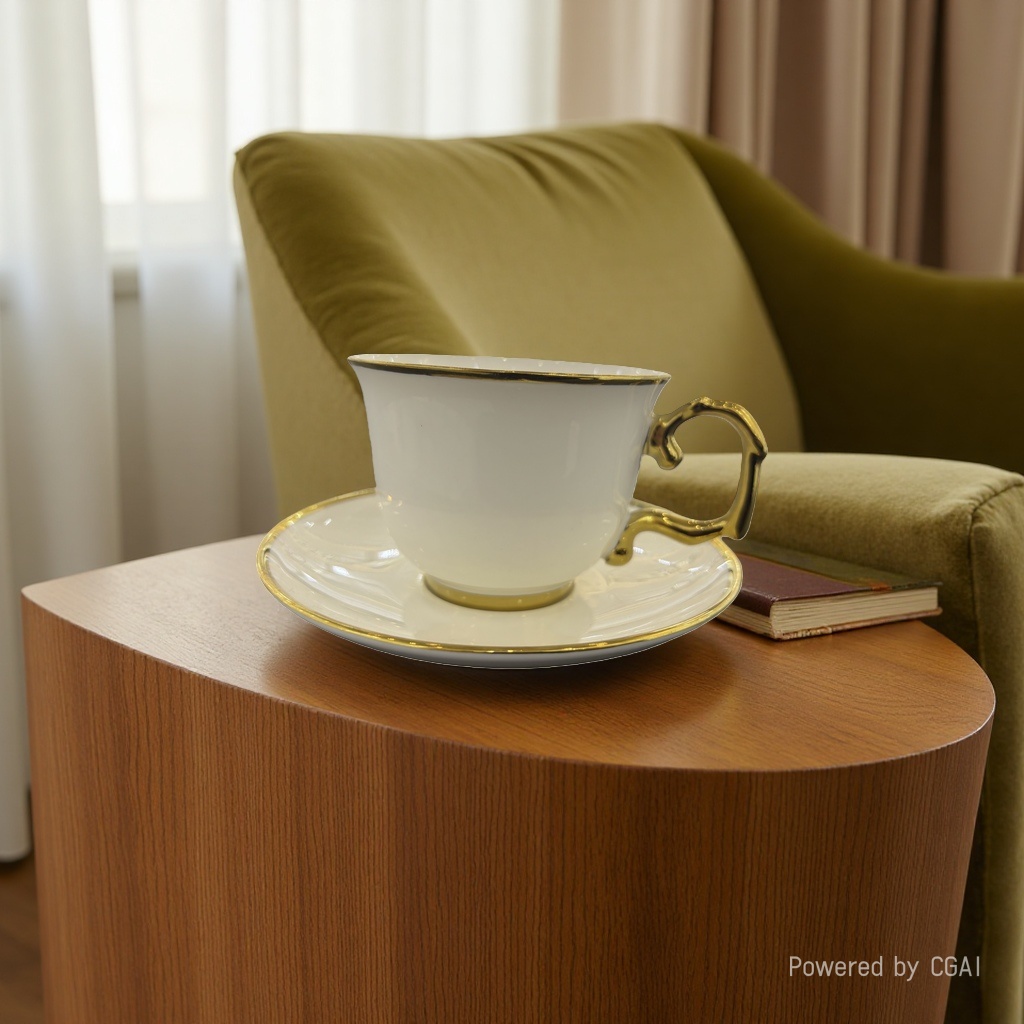 220cc manufacturer's gold-inlaid European ceramic coffee cup set, gold-edge ceramic hotel American coffee cup, ceramic cup Application Scenario