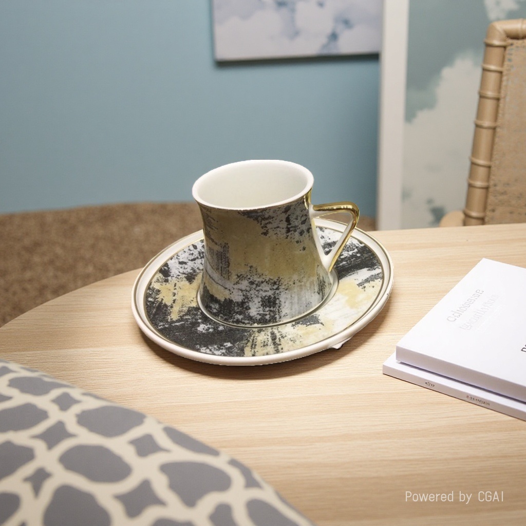 New coffee cups with six cups and six saucers, retro and exquisite ceramic coffee cups and saucers, creative home coffee cups 110100562 details Picture