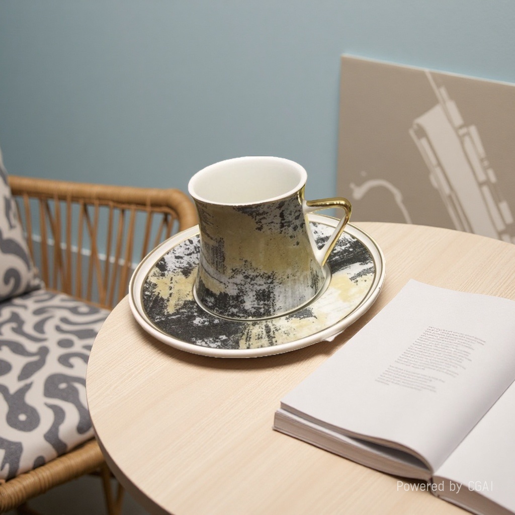 New coffee cups with six cups and six saucers, retro and exquisite ceramic coffee cups and saucers, creative home coffee cups 110100562 Specification image