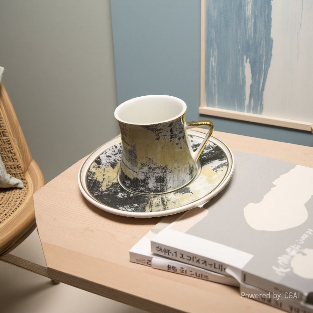 New coffee cups with six cups and six saucers, retro and exquisite ceramic coffee cups and saucers, creative home coffee cups 110100562 Application Scenario
