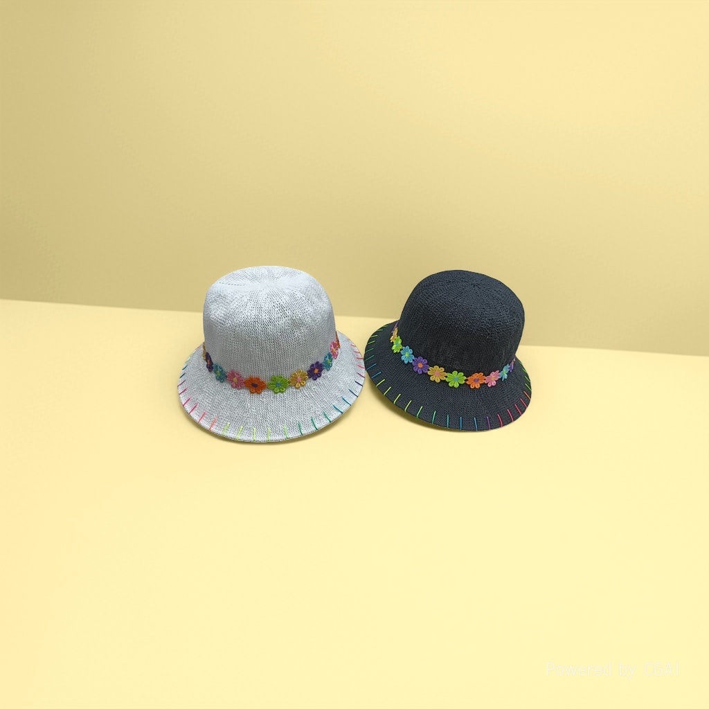 Wholesale of new Japanese-style fresh lace flower brim hats for summer sun protection and outings. Large brim fisherman hats with cutouts details Picture