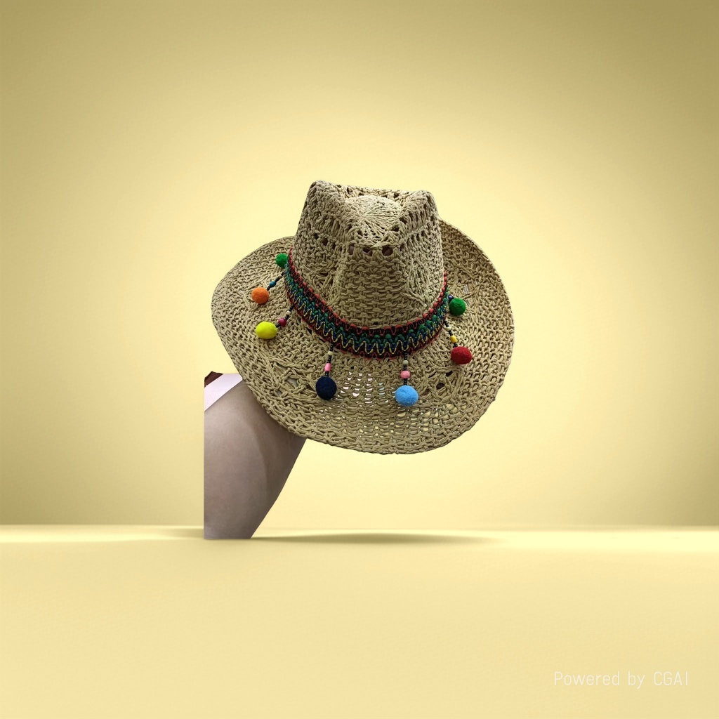 Hand-woven straw hats, wide-brimmed sun hats for men and women, summer western cowboy hats, outdoor beach sun protection hats Item Picture
