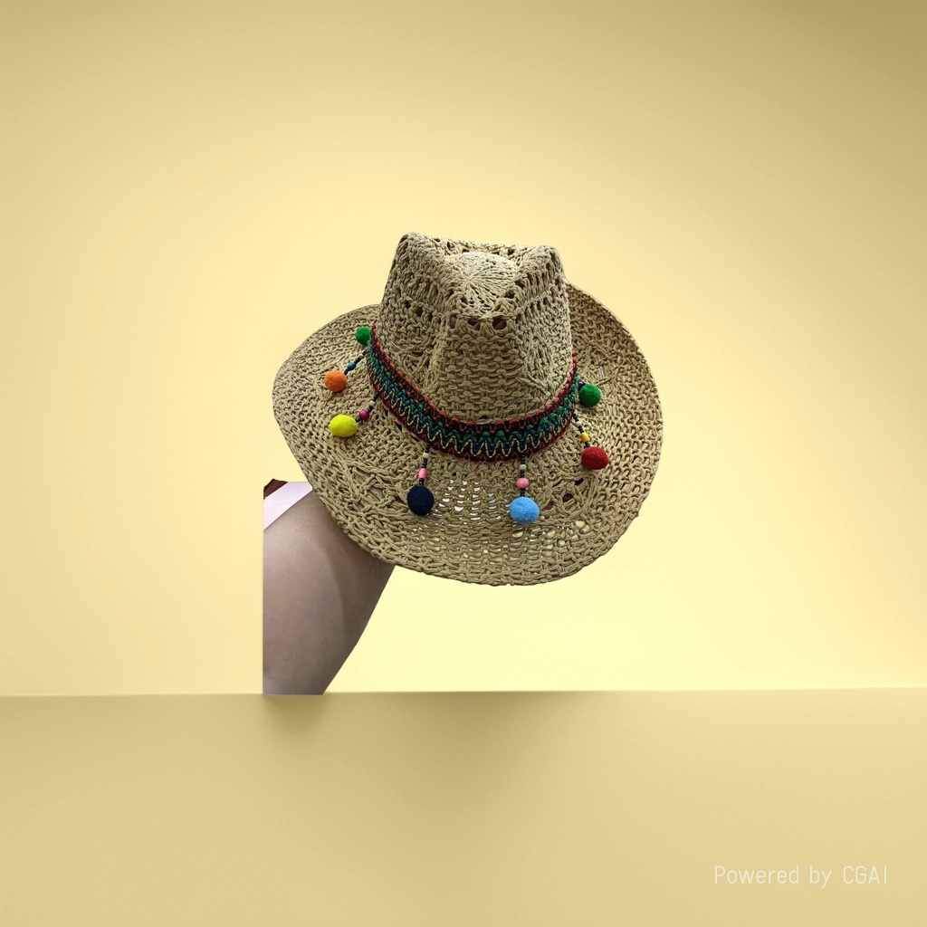 Hand-woven straw hats, wide-brimmed sun hats for men and women, summer western cowboy hats, outdoor beach sun protection hats details Picture
