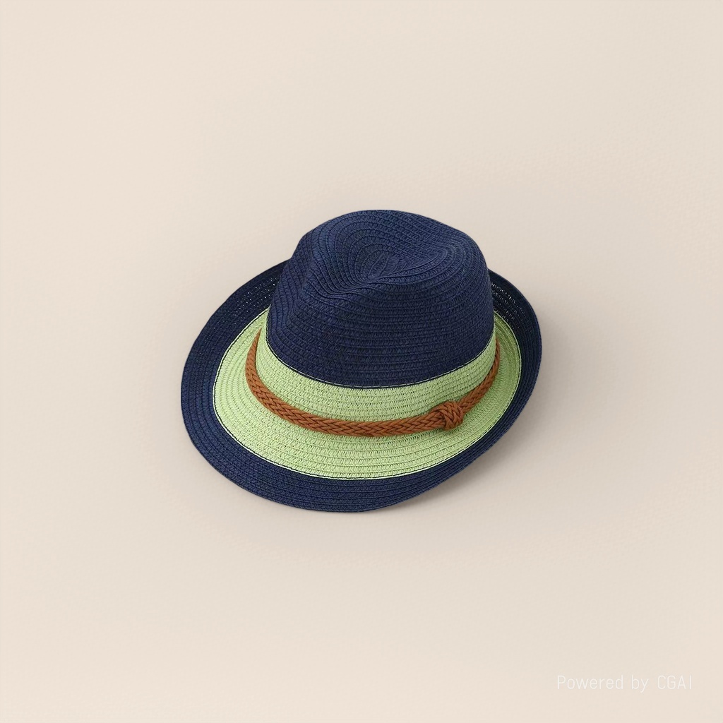 Cross-border trendy color-blocked jazz hat, spring and summer vacation sun protection top hat, British-style outdoor fashion beach straw hat. 142740413 Application Scenario