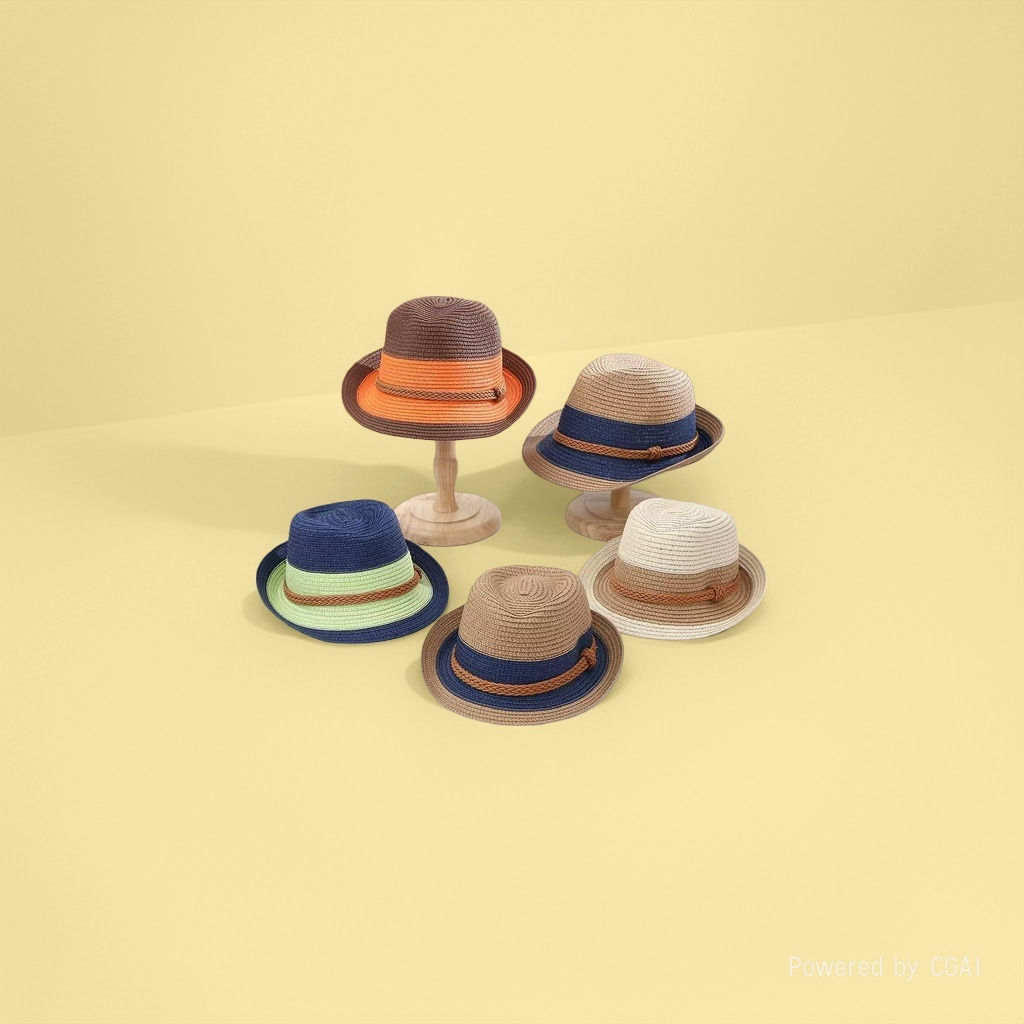 Summer men's top hats, parent-child straw hats, children's sun hats, spring and summer beach sun hand-woven hats wholesale details Picture