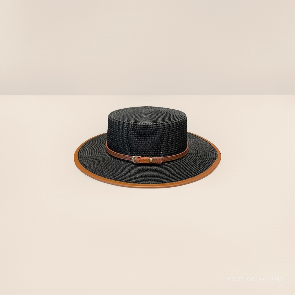Summer straw hat for women, seaside flat-topped belt, metal buckle top hat, French retro flat-brimmed beach sun protection and shade hat Application Scenario