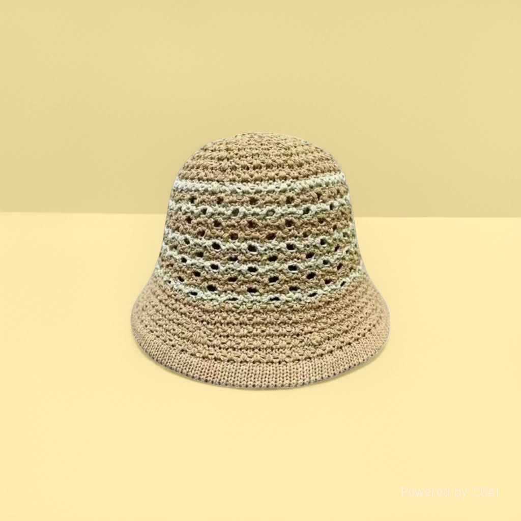 New striped and hollowed-out fisherman hat for women, breathable spring and summer sun protection hat, thin sun hat, fashionable basin hat, bucket hat details Picture