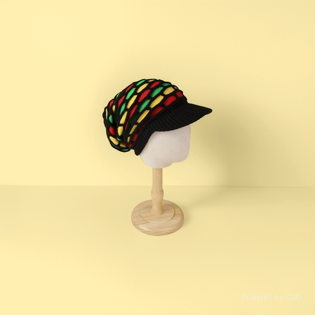 New woolen hats, cross-border men's and women's knitted hats, hip-hop pleated, Jamaican outdoor rainbow hats details Picture