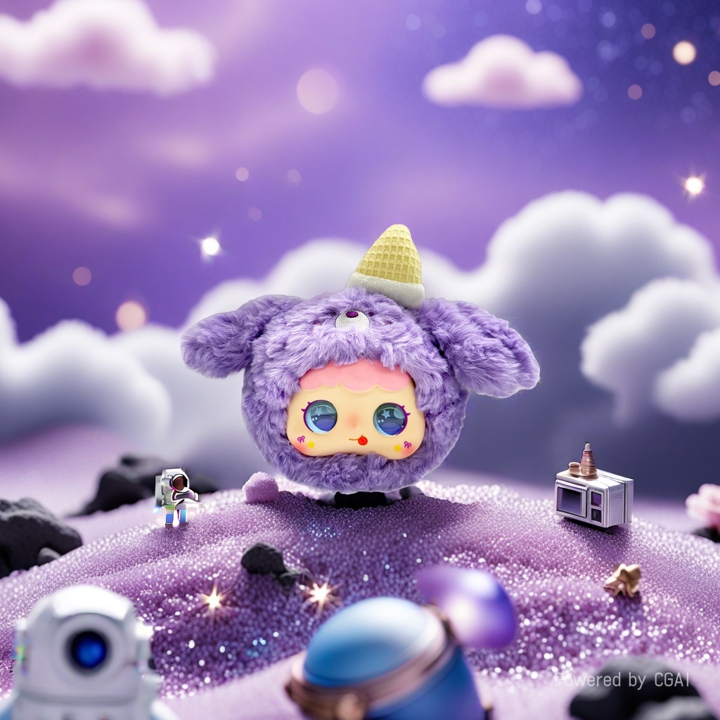 【 Price to be negotiated 】 Cheese Grape Smart AI puppy doll in soft and glutinous purple velvet ice cream shape, a cute and stress-relieving gift toy for girls details Picture