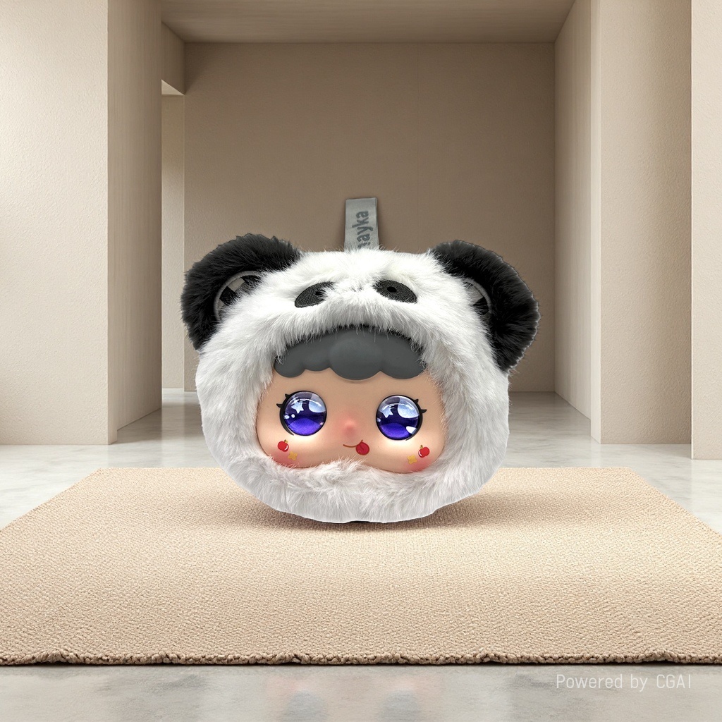 [precio a discutir] nueva llegada panda acompañante AI muñeca suave moe blanco y negro peluche panda muñeca linda cereza cara de marea juego de piezas details Picture