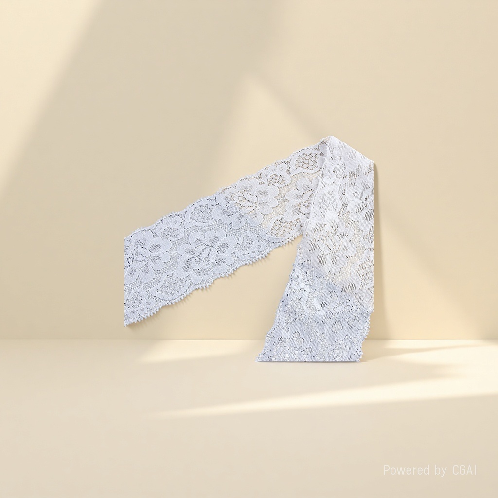 White elastic lace warp knitted small flower edges details Picture
