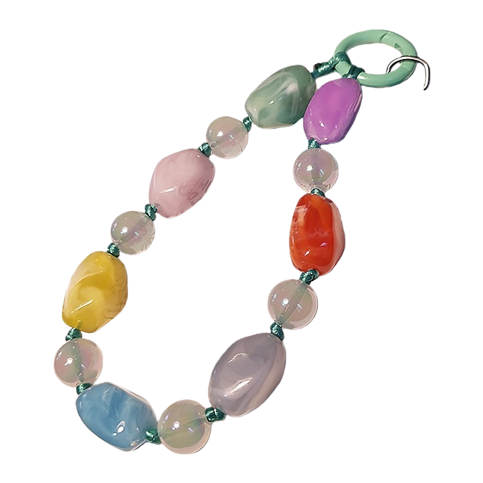 ins irregular-shaped jade mobile phone chain, short high-end pearl lanyard, niche outdoor ccd camera pendant wholesale Item Picture