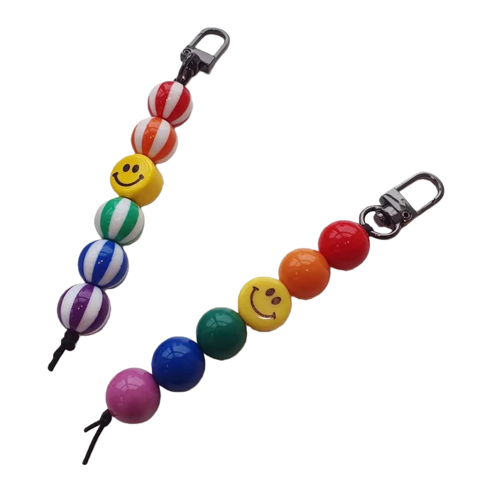 Korean version smiley face sunflower color acrylic bead pendant watermelon ball keychain women's bag hanging Hyuna style fashion Item Picture