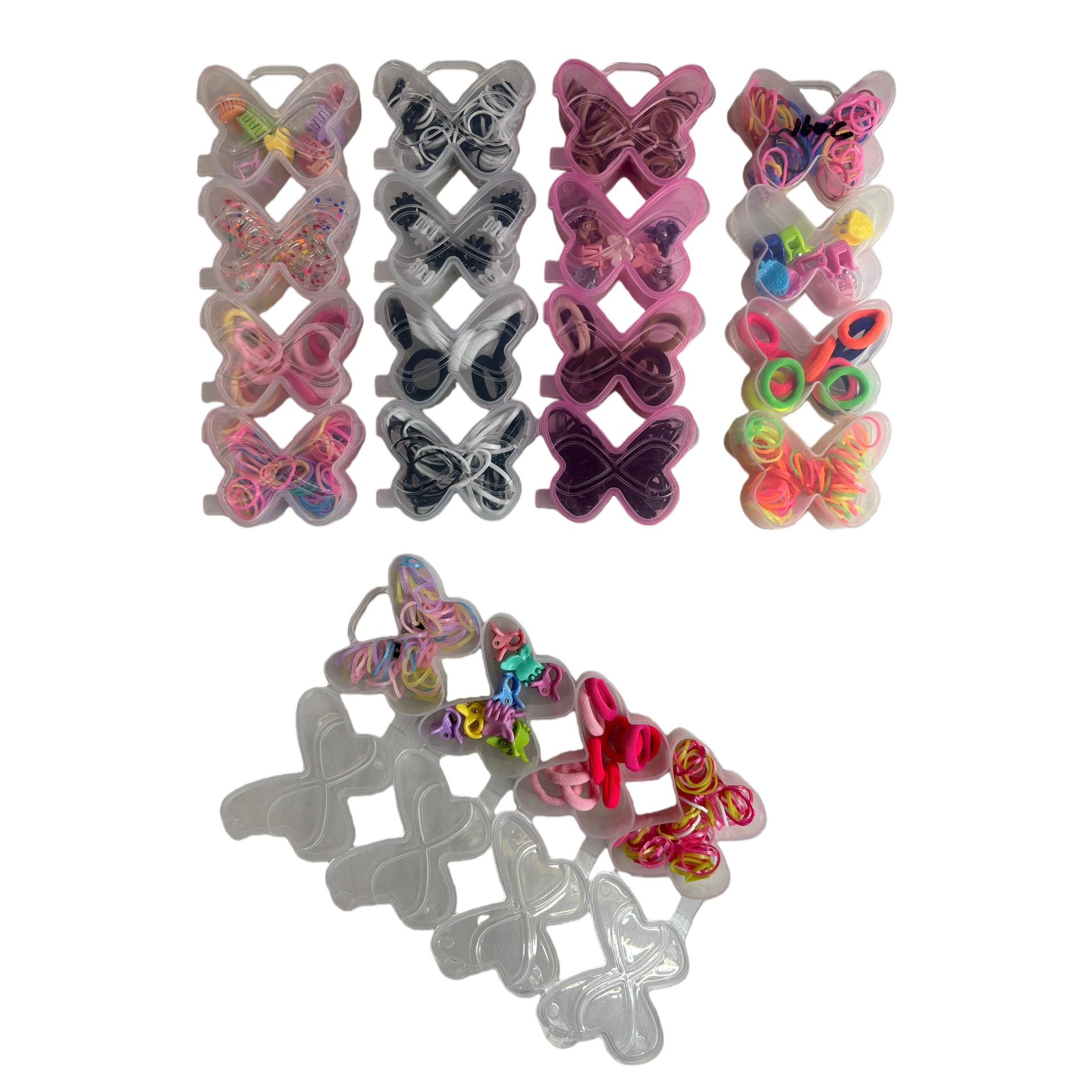 Rubber band bow storage box set, grab clips, hair pins, hair clips, Korean version alloy large hair bun Item Picture