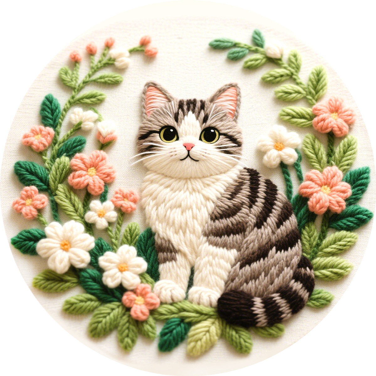 刺绣套件猫咪图案碎发梳 刺绣DIY手工材料